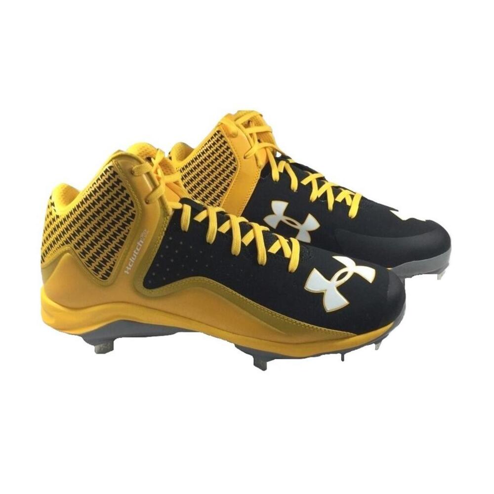 Under Armour Mens Team Yard Mid ST Metal Cleats Size 13 US Blck/Gold 1265127-021